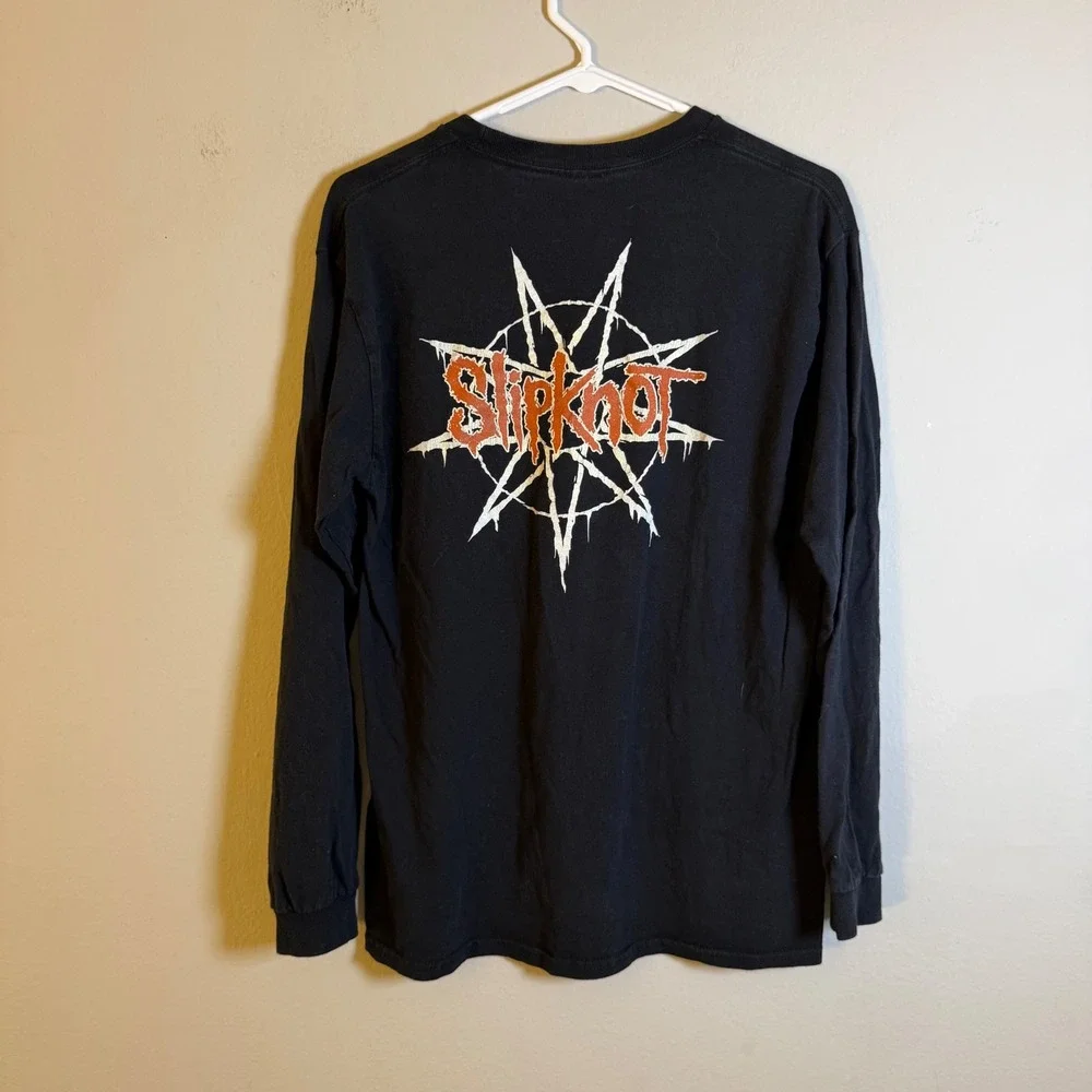 Slipknot Long Sleeve Shirt Mens Medium Black Rib Cage Skeleton Tribal S Logo Tee